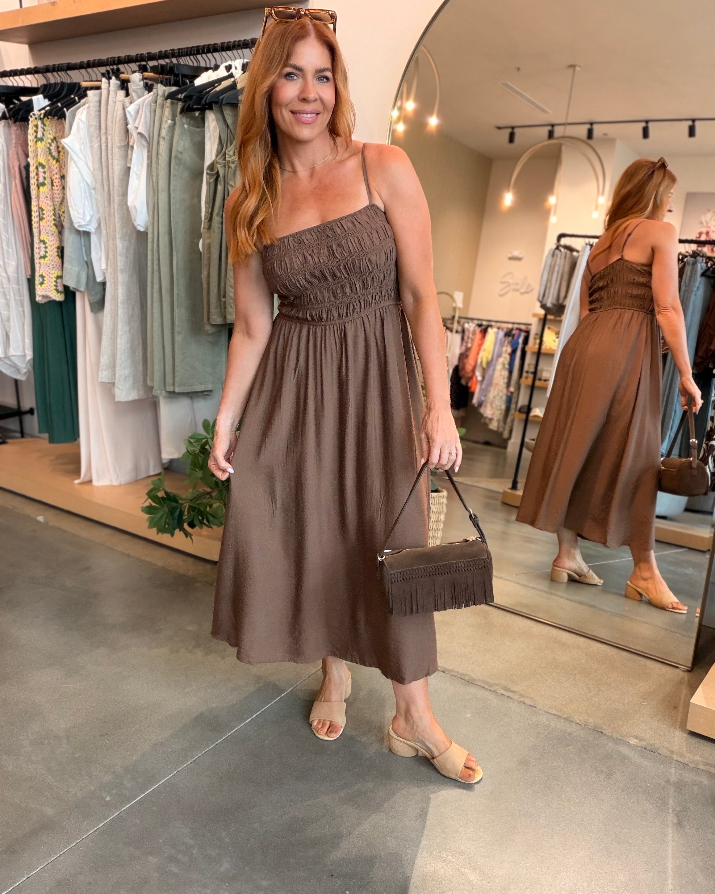 brown dresses in store Brown Ruched Mesh Slip Maxi Dress & Reviews - Brown - Dresses